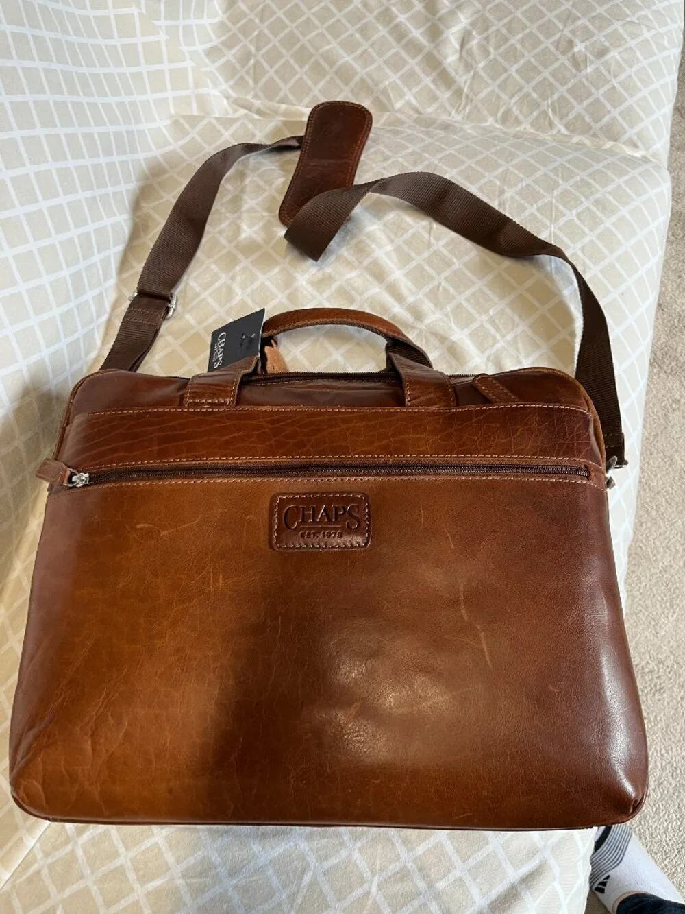 Chaps Leather Travel‎ Bag / Extra Large Briefcase Mens (NWT)